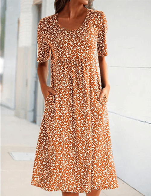 🎁Hot Sale🎁Casual Women Scoop Neck Floral Dress (with pockets)