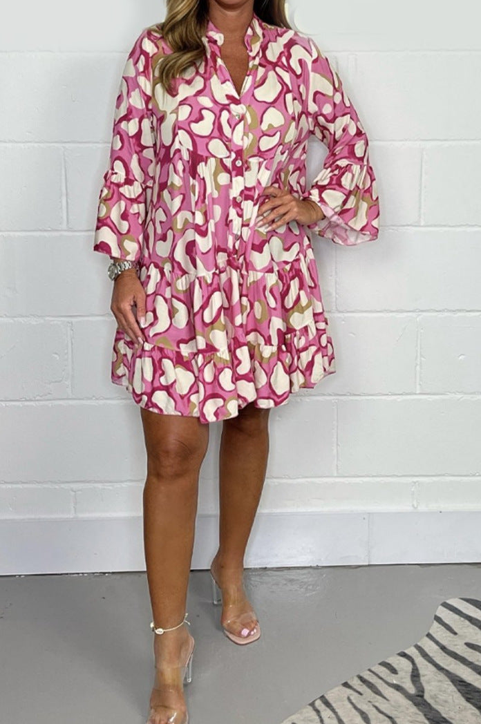 2025 New ⚡⚡ Fashion Printed Casual V-Neck Dresses