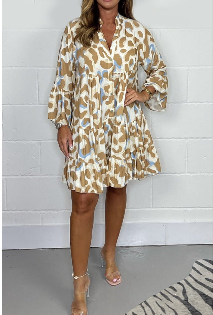 2025 New ⚡⚡ Fashion Printed Casual V-Neck Dresses