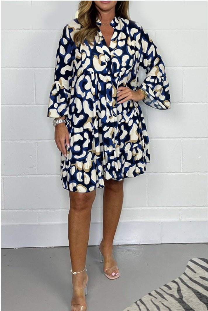 2025 New ⚡⚡ Fashion Printed Casual V-Neck Dresses
