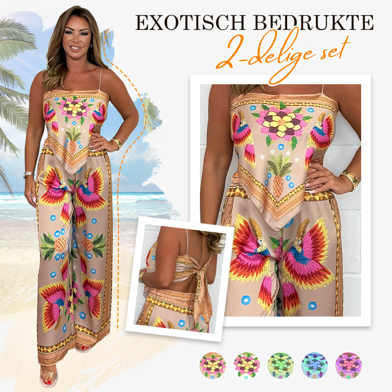 ✨Early Summer New✨Women's Spaghetti Strap Printed Top & Loose Pants 2-Piece Set
