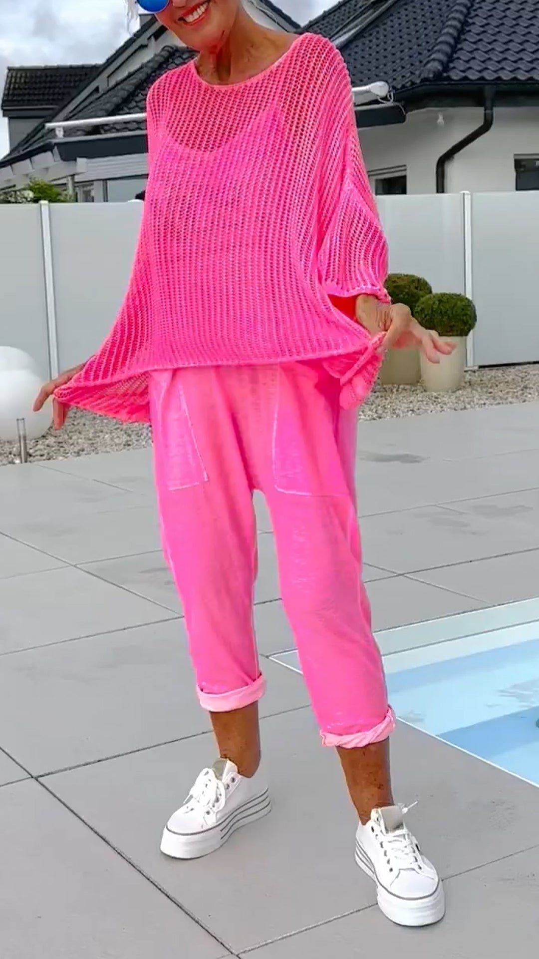🌸Women's letter print jumpsuit + hollow smock leisure suit