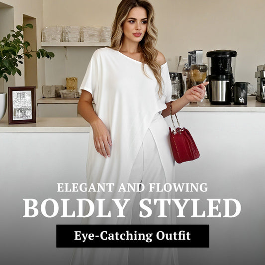 Solid Color Off-Shoulder Top & Pants Set