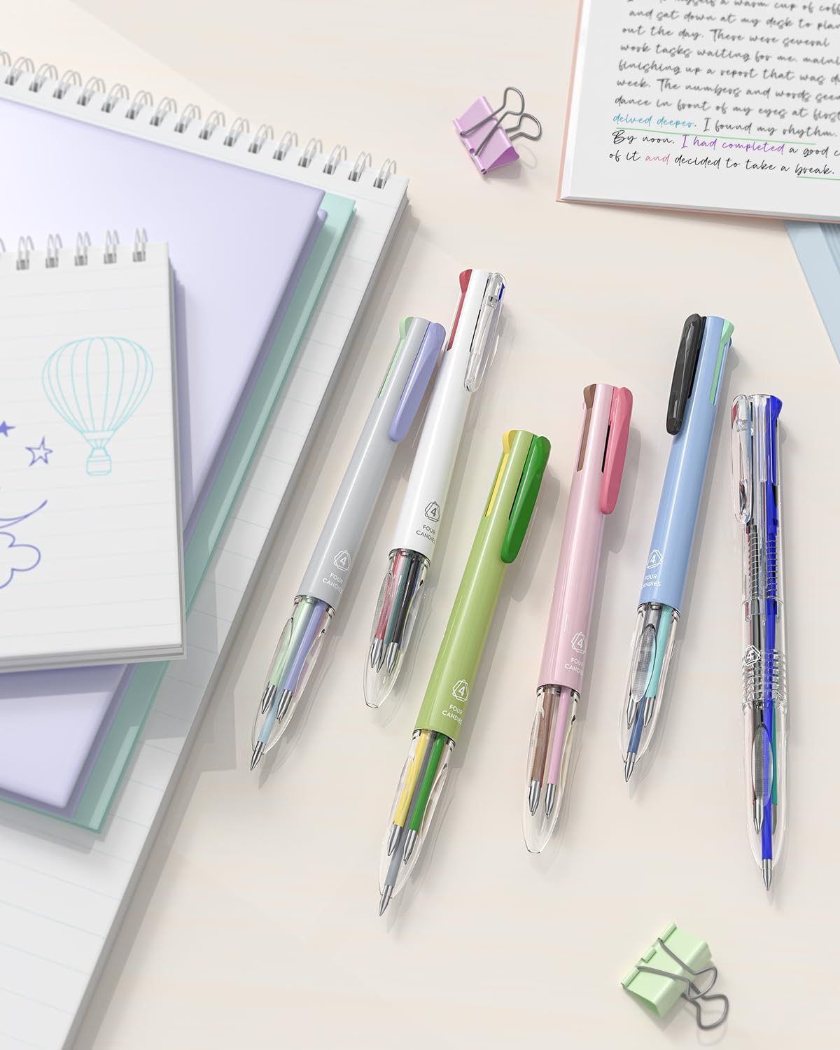 ⏳Last Day 50%OFF-Buy More Save More🎨🖊6 PCS Multi-Color Pen, 0.5mm Color Pen, 4-in-1 Multi-Color Ink Pen