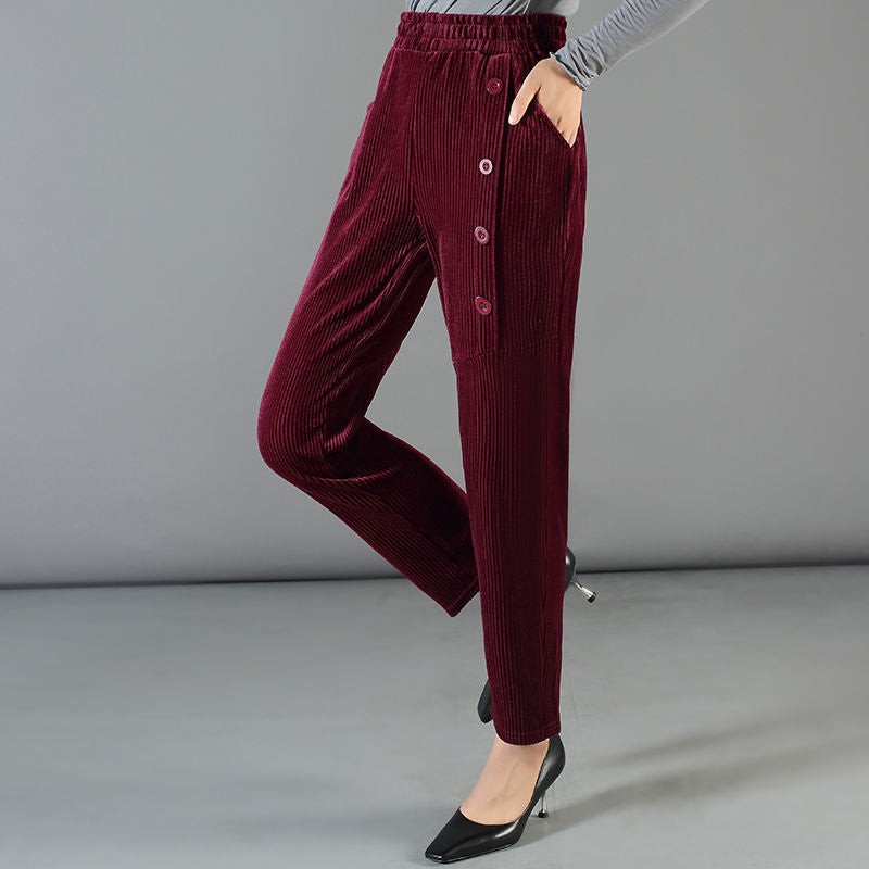 Women's High Waisted Corduroy Warm Pants - Free Shipping