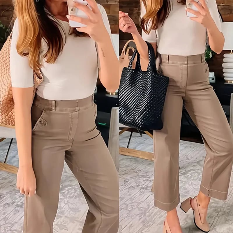 👖2025 HOT SALE💷Stretch Twill Cropped Wide Leg Pants
