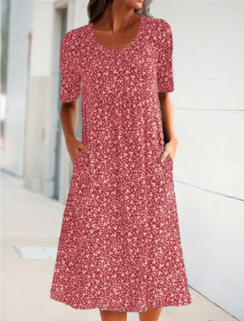 🎁Hot Sale🎁Casual Women Scoop Neck Floral Dress (with pockets)