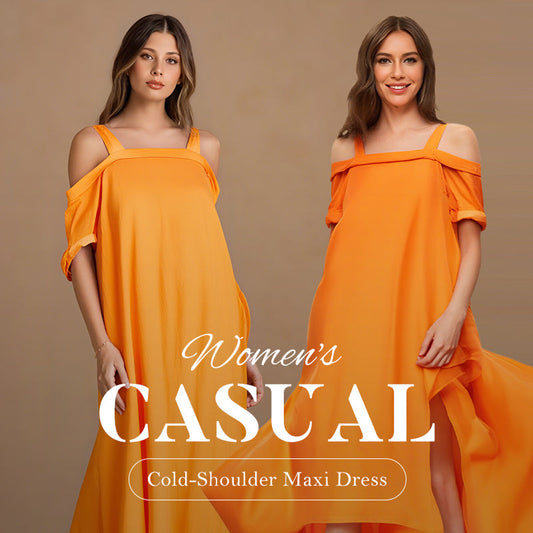 🏖️ SUMMER SPECIALS 💃 Women's Cold Shoulder Maxi Dress - Casual Style & Flowy Silhouette | Perfect for Garden Parties, Beach Days or Evening Walks | UK Sizes