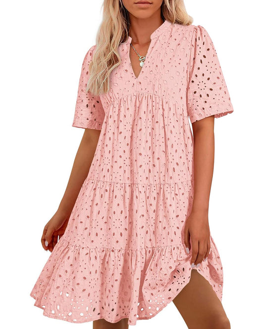 🌸Spring Specials🌸Elegant Hollow Out Lace Ruffle Casual Mini Dress