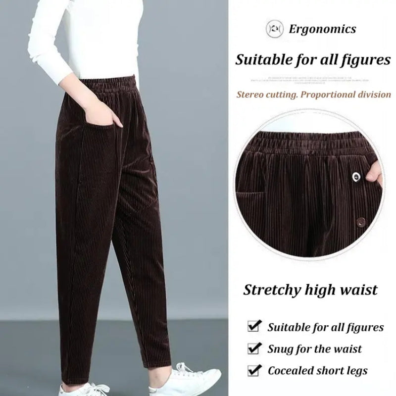 Women's High Waisted Corduroy Warm Pants - Free Shipping