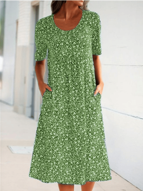 🎁Hot Sale🎁Casual Women Scoop Neck Floral Dress (with pockets)