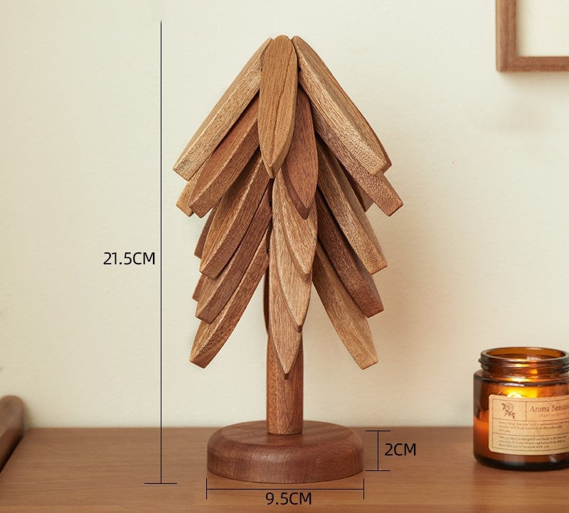 🎉Hot Sale 45% OFF🎉🧑🎄Insulated Coasters Solid Wood Christmas Tree Coasters