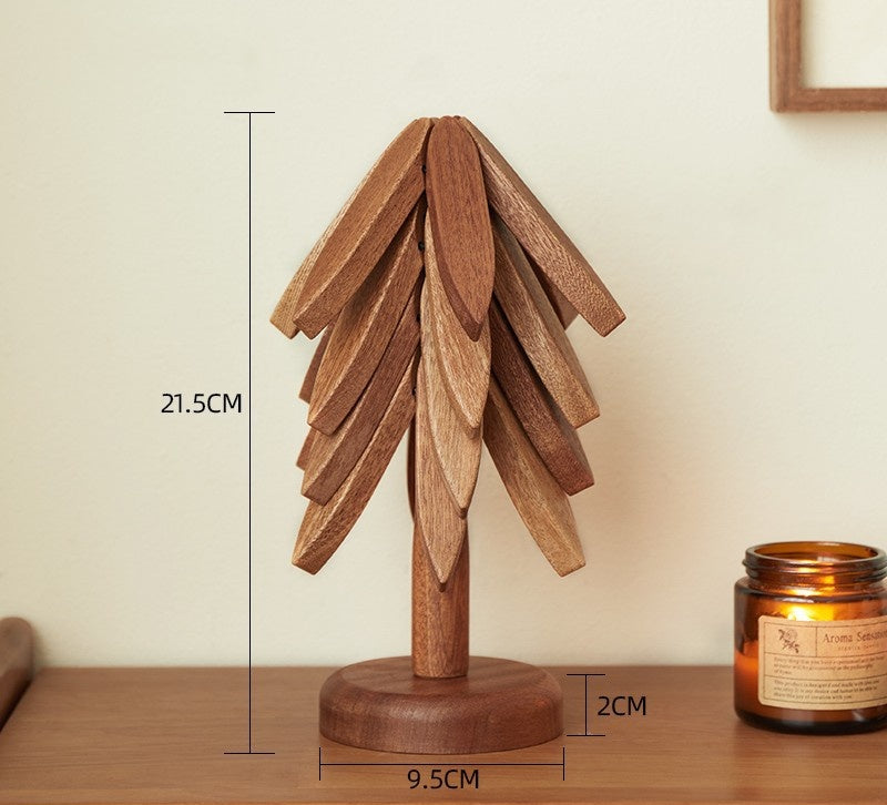 🎉Hot Sale 45% OFF🎉🧑🎄Insulated Coasters Solid Wood Christmas Tree Coasters