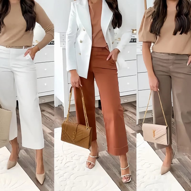 👖2025 HOT SALE💷Stretch Twill Cropped Wide Leg Pants