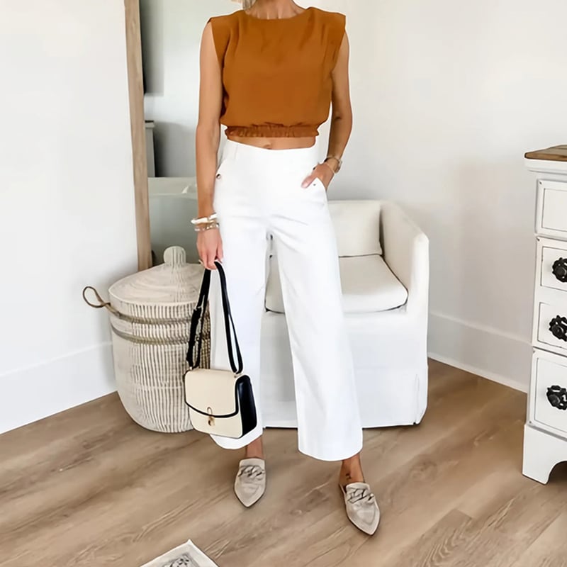 👖2025 HOT SALE💷Stretch Twill Cropped Wide Leg Pants