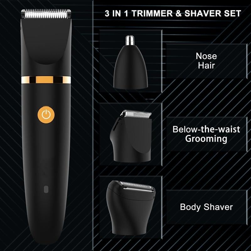 💥 3 in 1 Electric Body Hair Trimmer for Men,Cordless Groin Hair Clipper for Men, Waterproof Electric Shaver (Buy 2 Free Shipping )