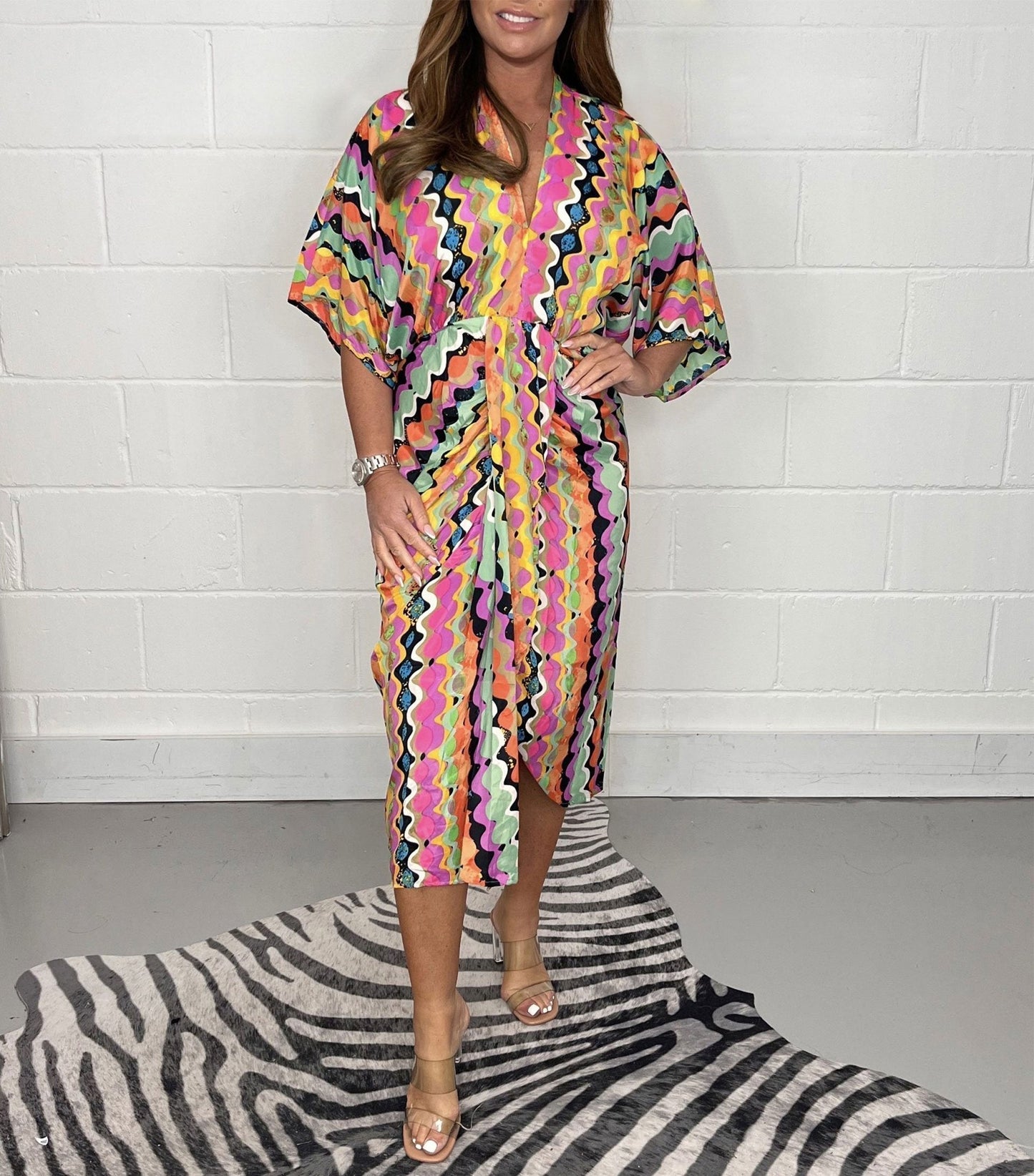 💝Printed Kimono Midi Dress