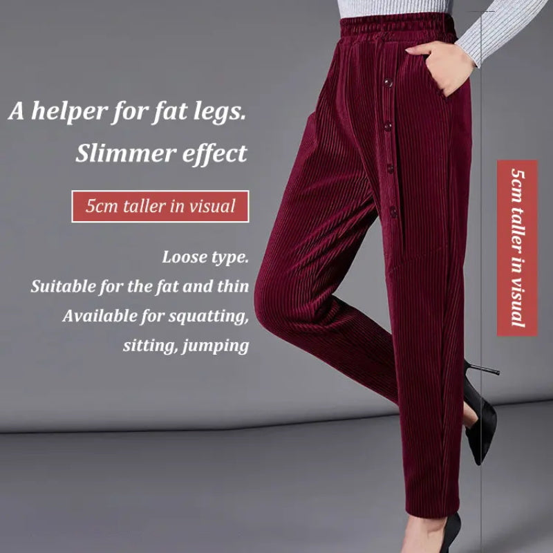 Women's High Waisted Corduroy Warm Pants - Free Shipping