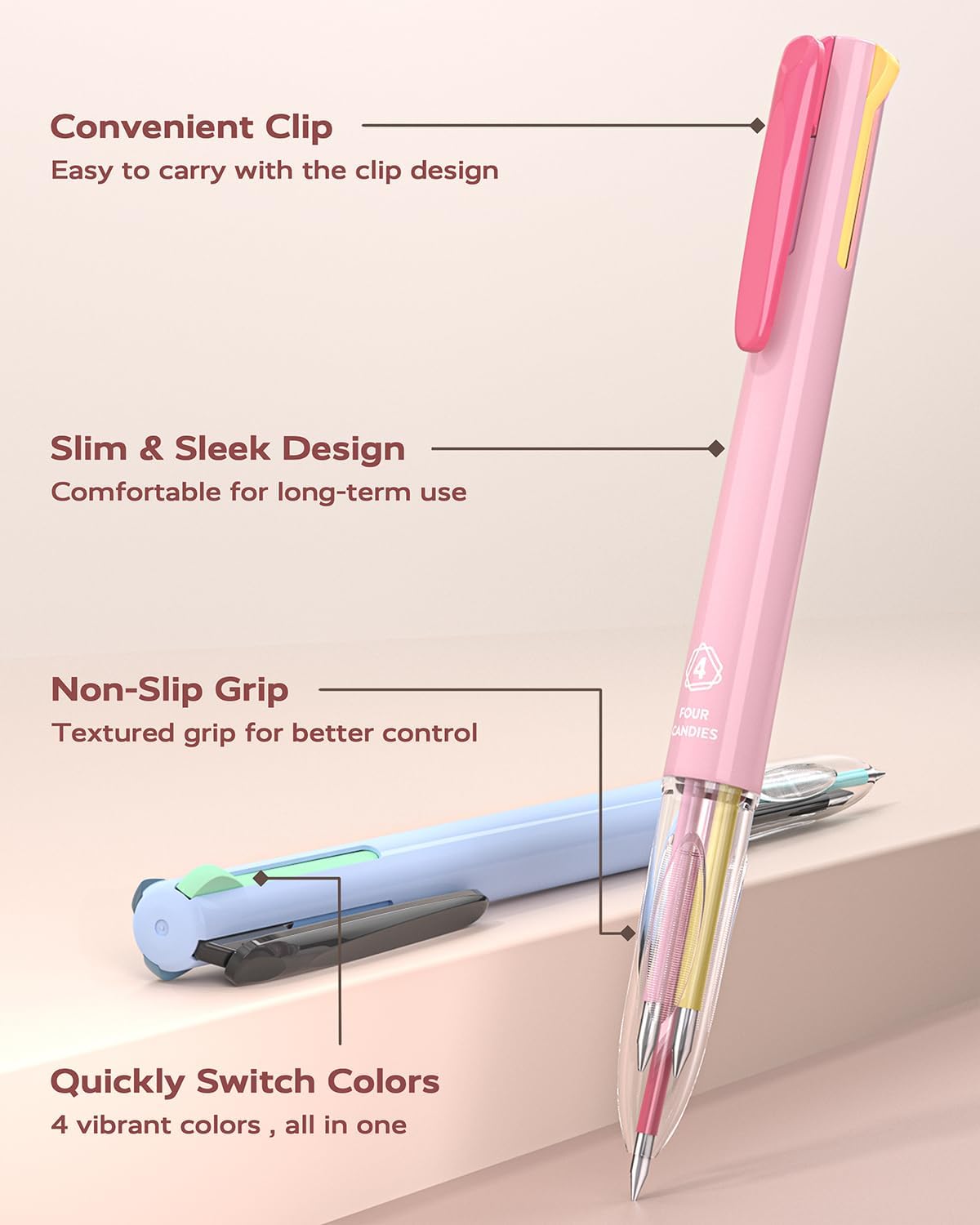 ⏳Last Day 50%OFF-Buy More Save More🎨🖊6 PCS Multi-Color Pen, 0.5mm Color Pen, 4-in-1 Multi-Color Ink Pen