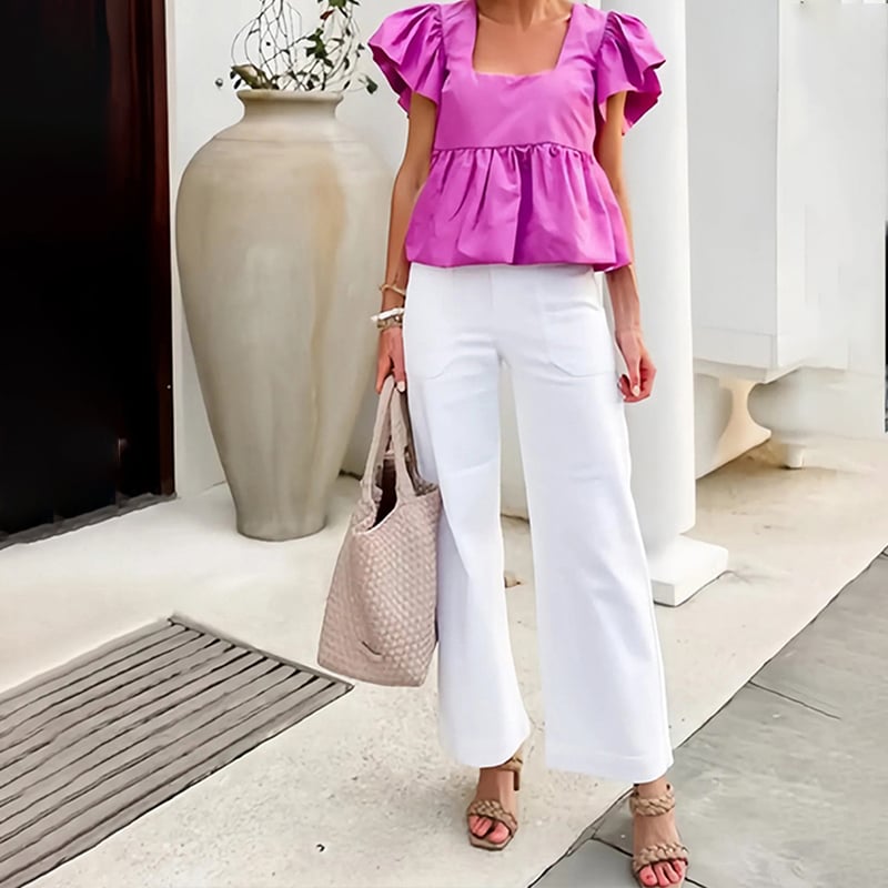 👖2025 HOT SALE💷Stretch Twill Cropped Wide Leg Pants