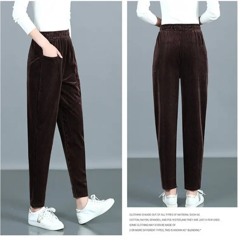 Women's High Waisted Corduroy Warm Pants - Free Shipping
