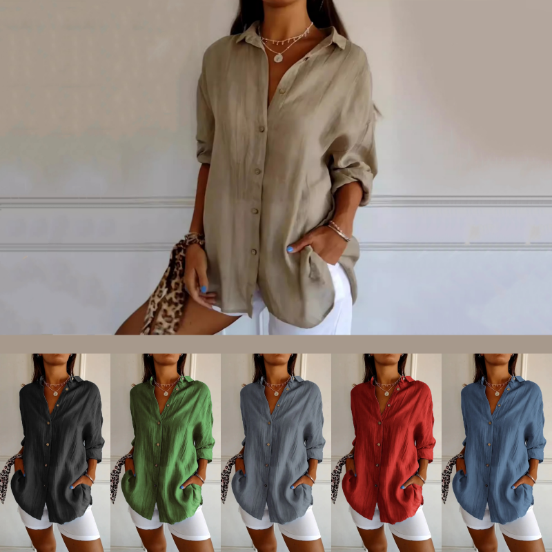 🔥Hot Sale 50% OFF🌷Classic Pleated Textured Single-Breasted Lapel Shirt for Women