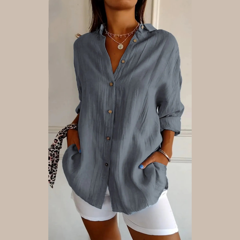 🔥Hot Sale 50% OFF🌷Classic Pleated Textured Single-Breasted Lapel Shirt for Women