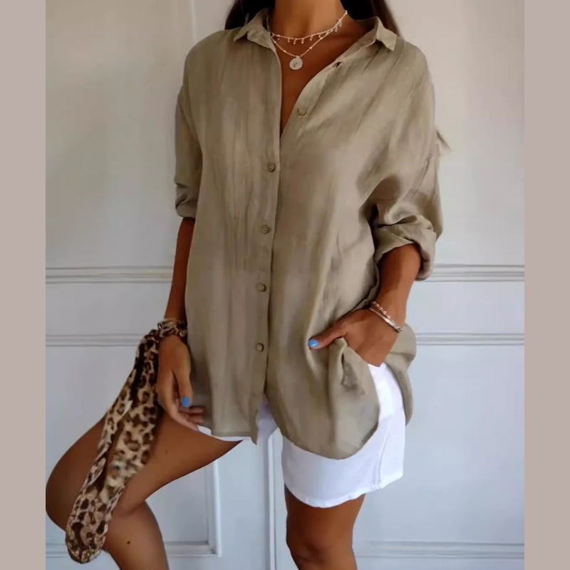 🔥Hot Sale 50% OFF🌷Classic Pleated Textured Single-Breasted Lapel Shirt for Women