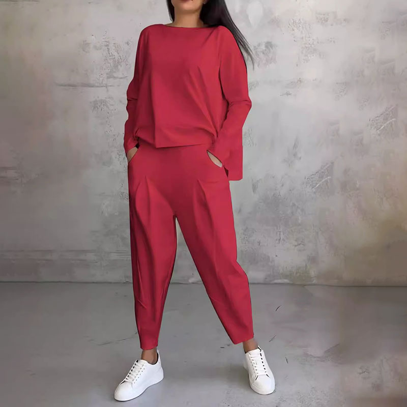 🔥Summer Sale🔥Round-Neck Long-Sleeved Top & Pants 2-Piece Set