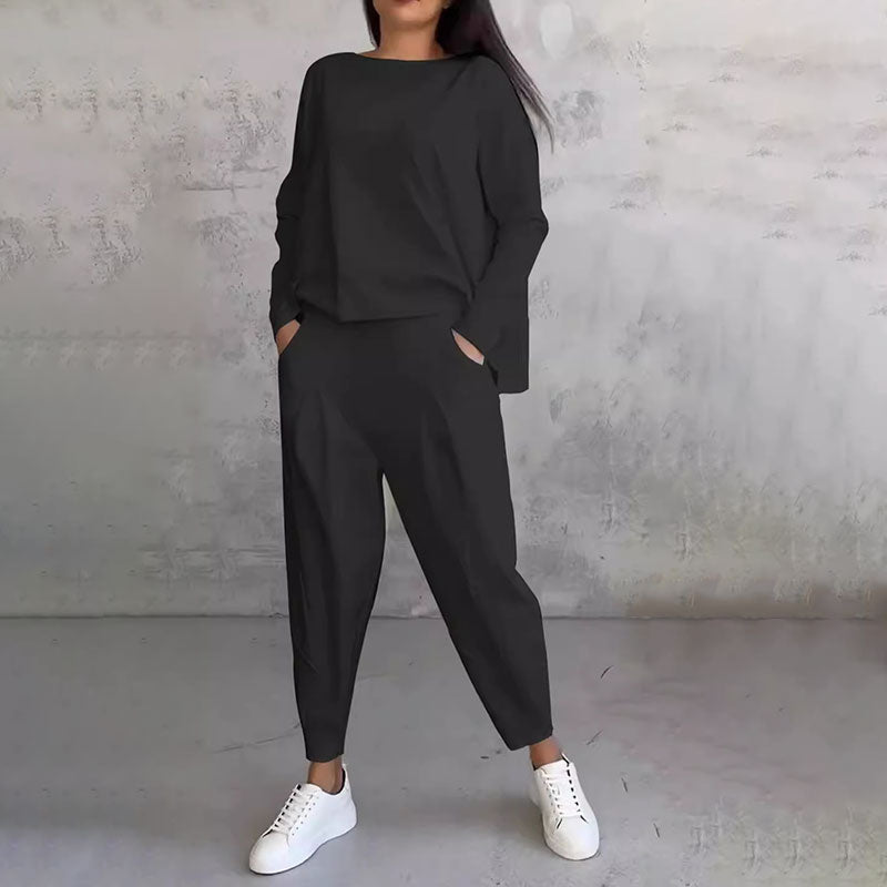 🔥Summer Sale🔥Round-Neck Long-Sleeved Top & Pants 2-Piece Set