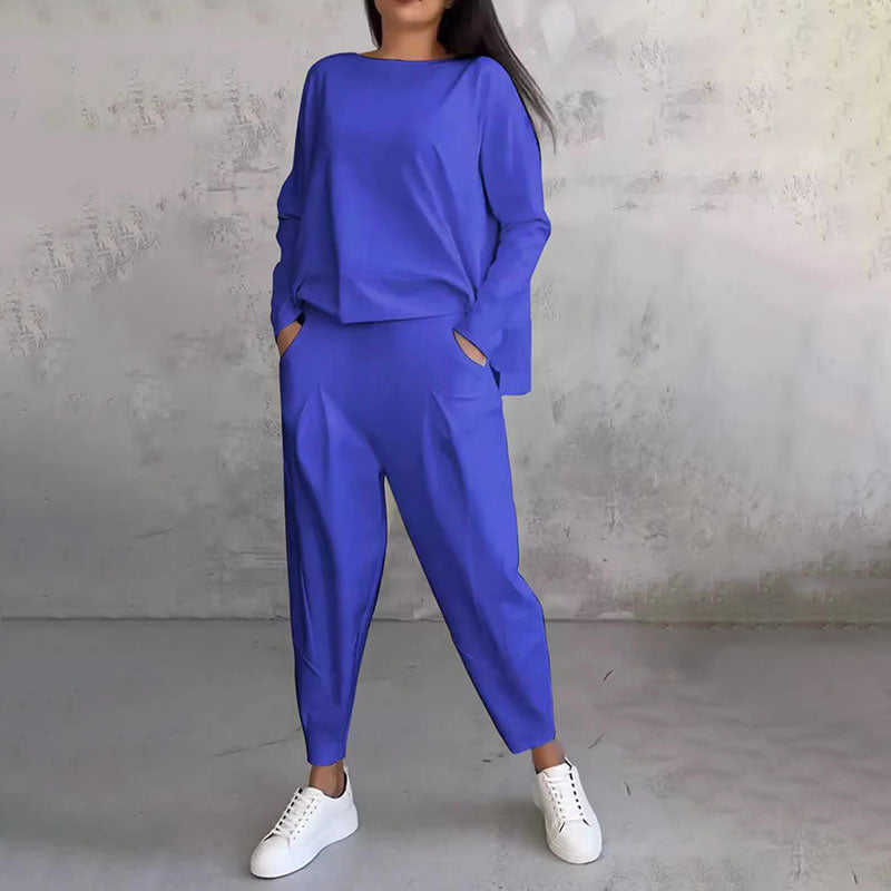 🔥Summer Sale🔥Round-Neck Long-Sleeved Top & Pants 2-Piece Set