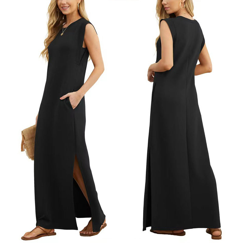 Free shipping on one piece too🔥Women Loose Split Wrinkle-Free Long Dress