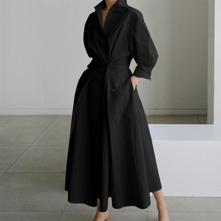 🔥Hot Sale 49% OFF💃Women's Pure Cotton Shirt Collar Dress
