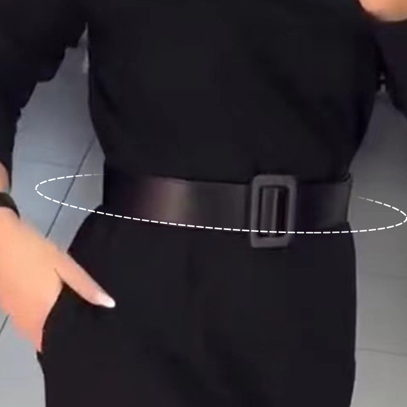 🖤Black Friday: 50 % Rabatt💥Elegantes einfarbiges Damenkleid mit Gürtel