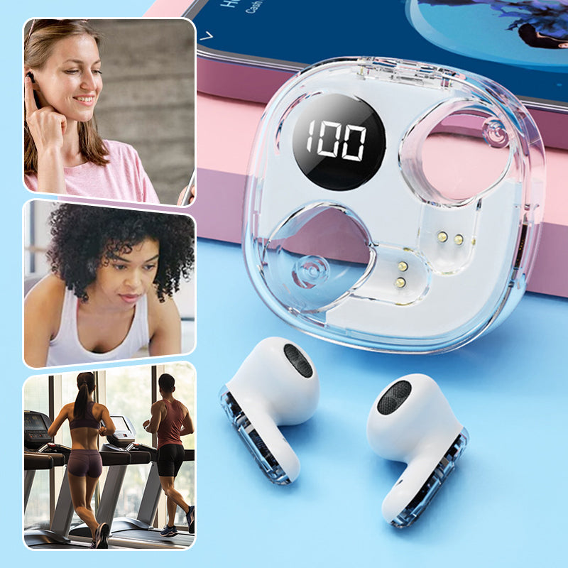 🔥HiFi Noise-Cancelling Bluetooth Earbuds with Transparent Charging Case
