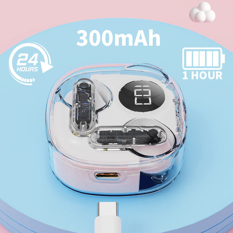 🔥HiFi Noise-Cancelling Bluetooth Earbuds with Transparent Charging Case