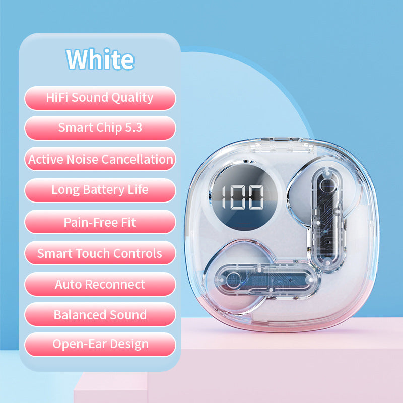 🔥HiFi Noise-Cancelling Bluetooth Earbuds with Transparent Charging Case