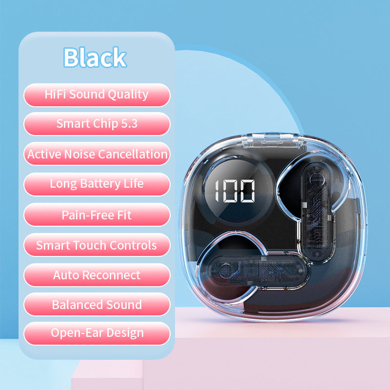 🔥HiFi Noise-Cancelling Bluetooth Earbuds with Transparent Charging Case