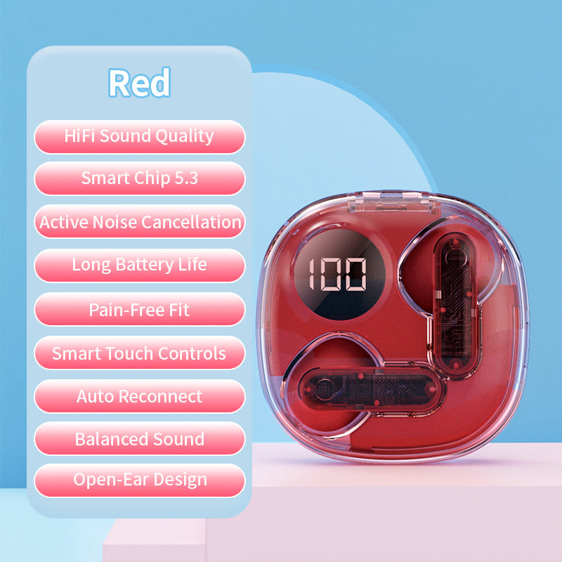 🔥HiFi Noise-Cancelling Bluetooth Earbuds with Transparent Charging Case