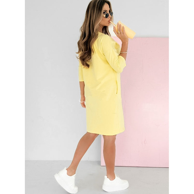 💖Limited Sale 50% OFF💖Round Neck 3/4 Sleeve Dress with Pockets