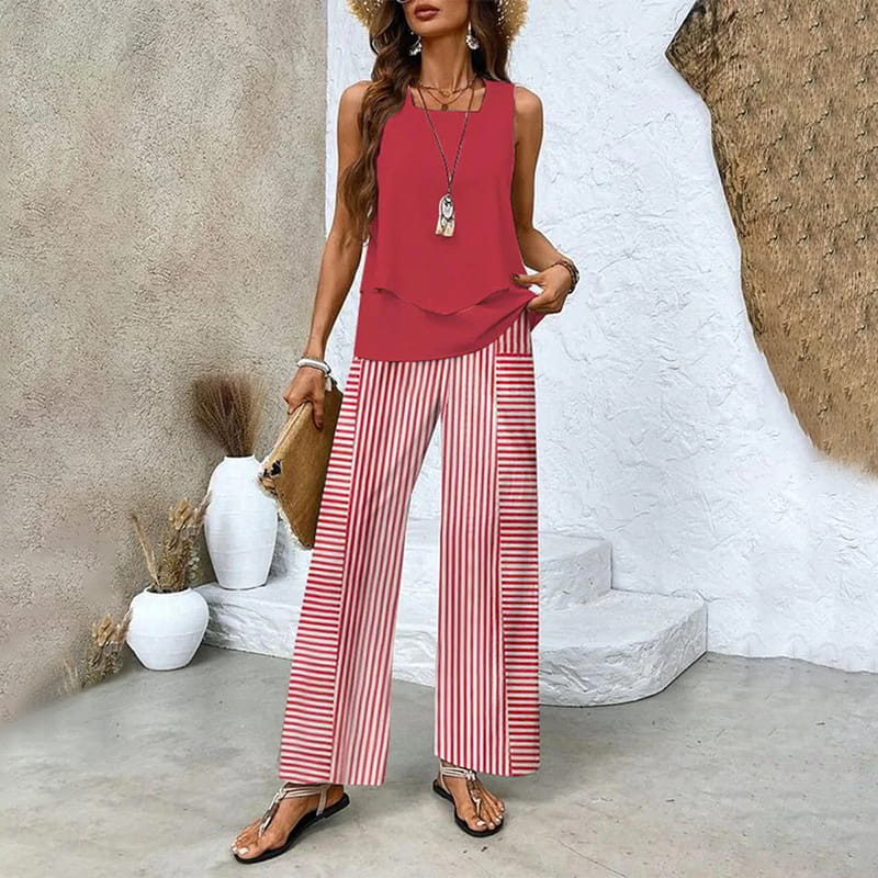 🌺Mother's Day Hot Sale 50% OFF🌺Women’s Trendy Print 2 Piece Outfits Sleeveless Top & Pants✨