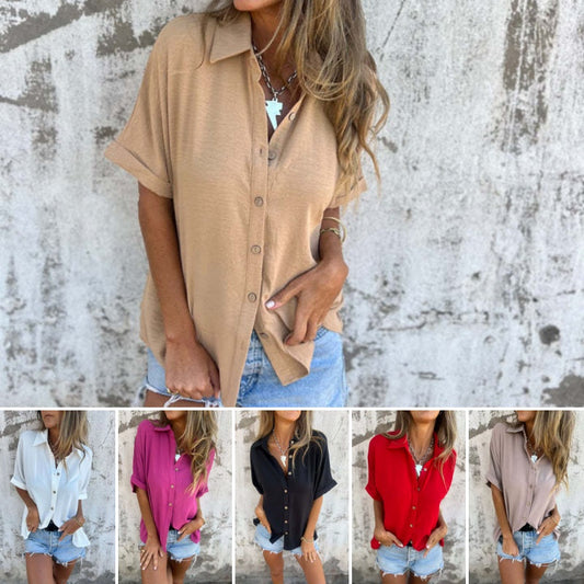 🌸Spring Specials🌸 Women's Casual Solid Color Loose Fit Shirt