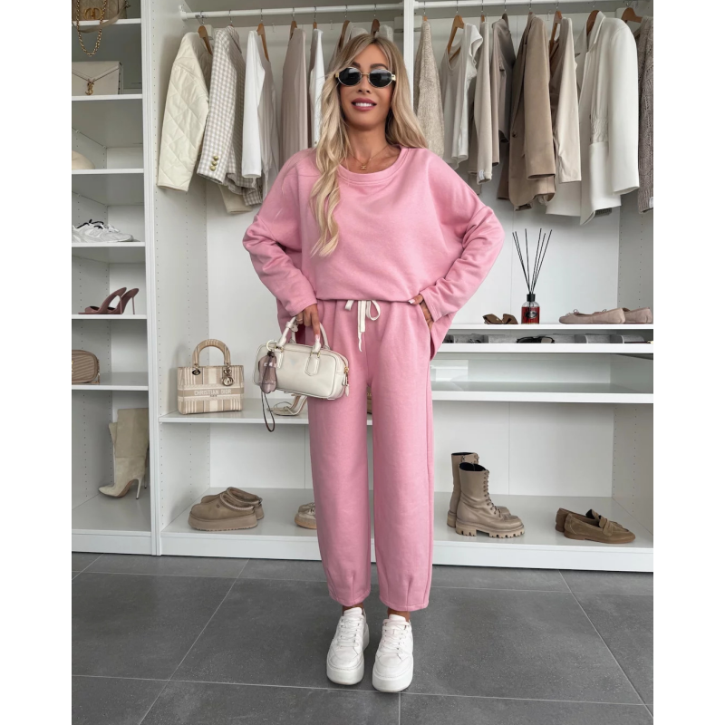 🌸Spring Specials🌸Solid Color Round Neck Top & Loose Pants 2-PCS Set