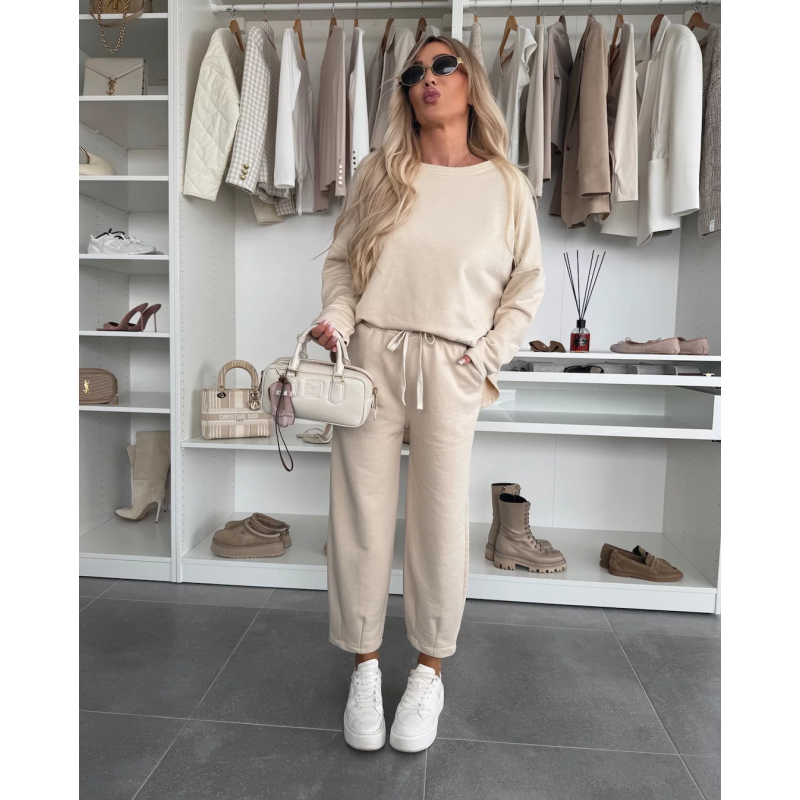 🌸Spring Specials🌸Solid Color Round Neck Top & Loose Pants 2-PCS Set