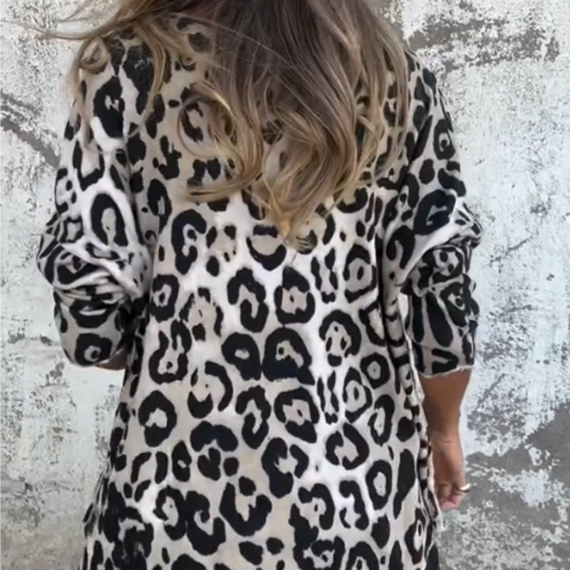 💕Limited Time 50% Off💕Women's Leopard Print Crew Neck Stretch Top