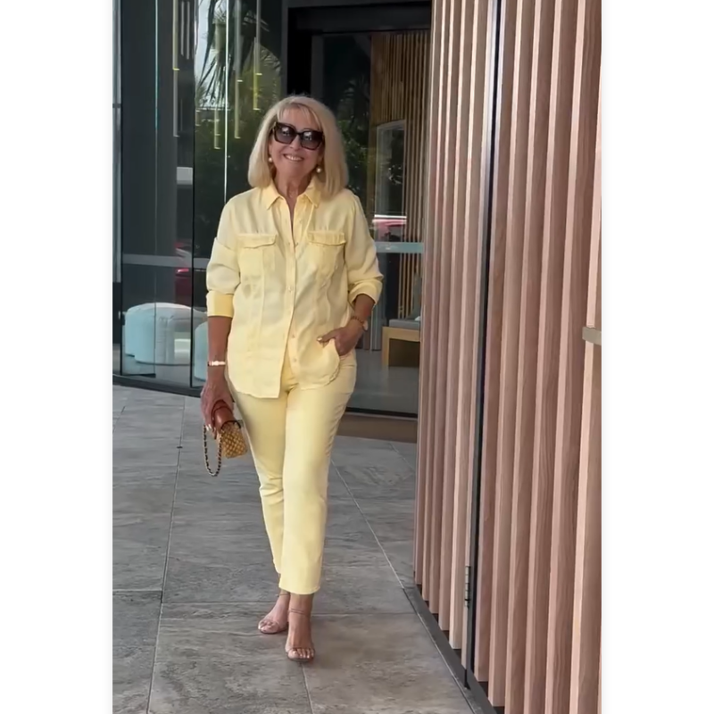 Women's Loose Shirt & Solid Color Pants 2-PCS Set
