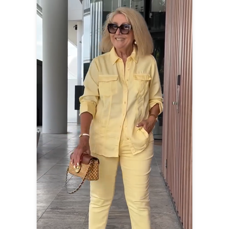 Women's Loose Shirt & Solid Color Pants 2-PCS Set