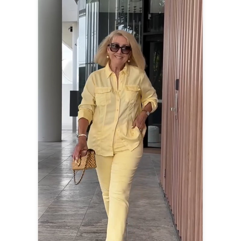 Women's Loose Shirt & Solid Color Pants 2-PCS Set