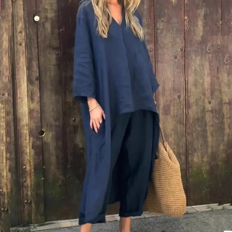🌸🌸🌸Women's Summer Loose Pocket V-Neck 2-Piece Set(🔥50% OFF)