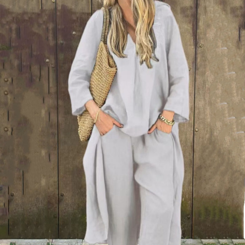 🌸🌸🌸Women's Summer Loose Pocket V-Neck 2-Piece Set(🔥50% OFF)